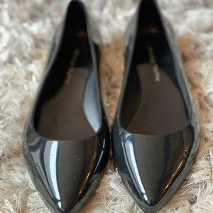 Rain flats with gold heel